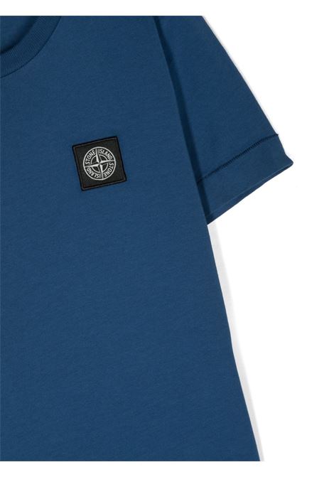 Bluette T-Shirt With Logo Patch - STONE ISLAND JUNIOR - Russocapri